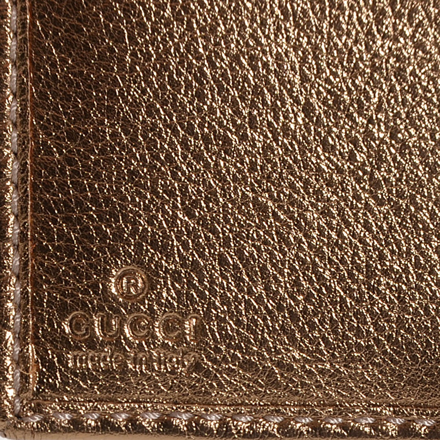 Crystal Monogram Metal Bar French Flap Wallet Gold