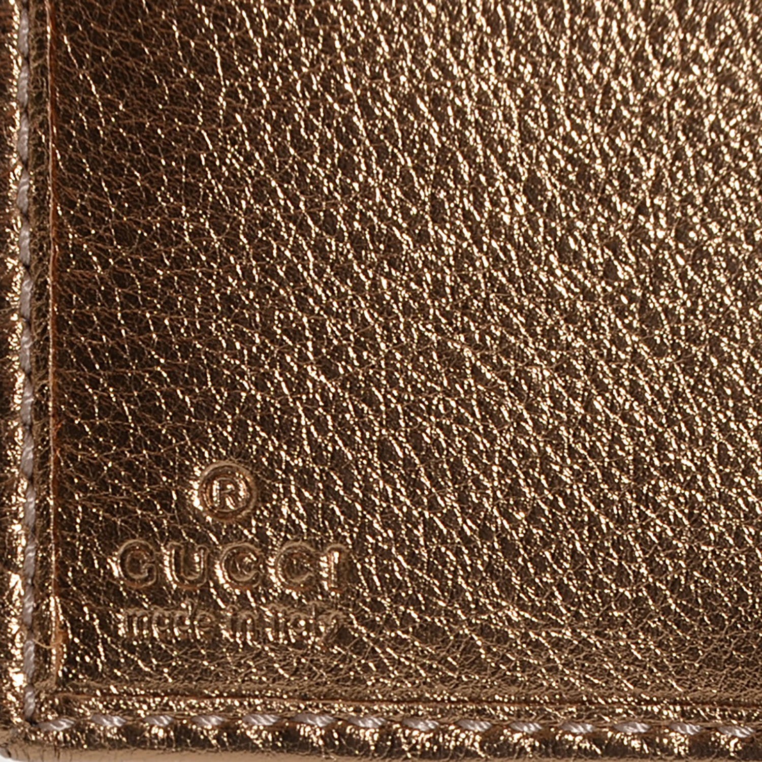 Gucci Crystal Monogram Metal Bar French Flap Wallet Gold 7 of 8
