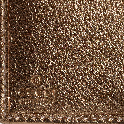 Gucci Crystal Monogram Metal Bar French Flap Wallet Gold 7 of 8
