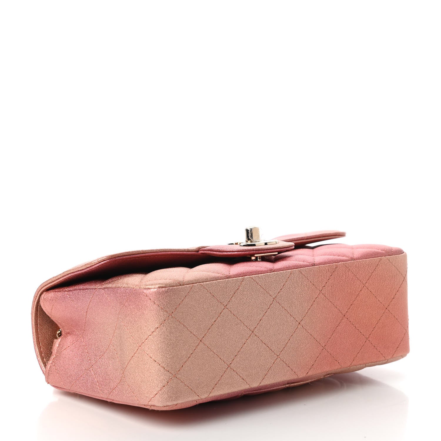 Chanel Metallic Lambskin Quilted Ombre Mini Rectangular Flap Pink 4 of 10