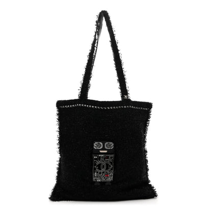 Chanel Tweed Resin Strass Large Robot Shopping Bag Black 1 of 9