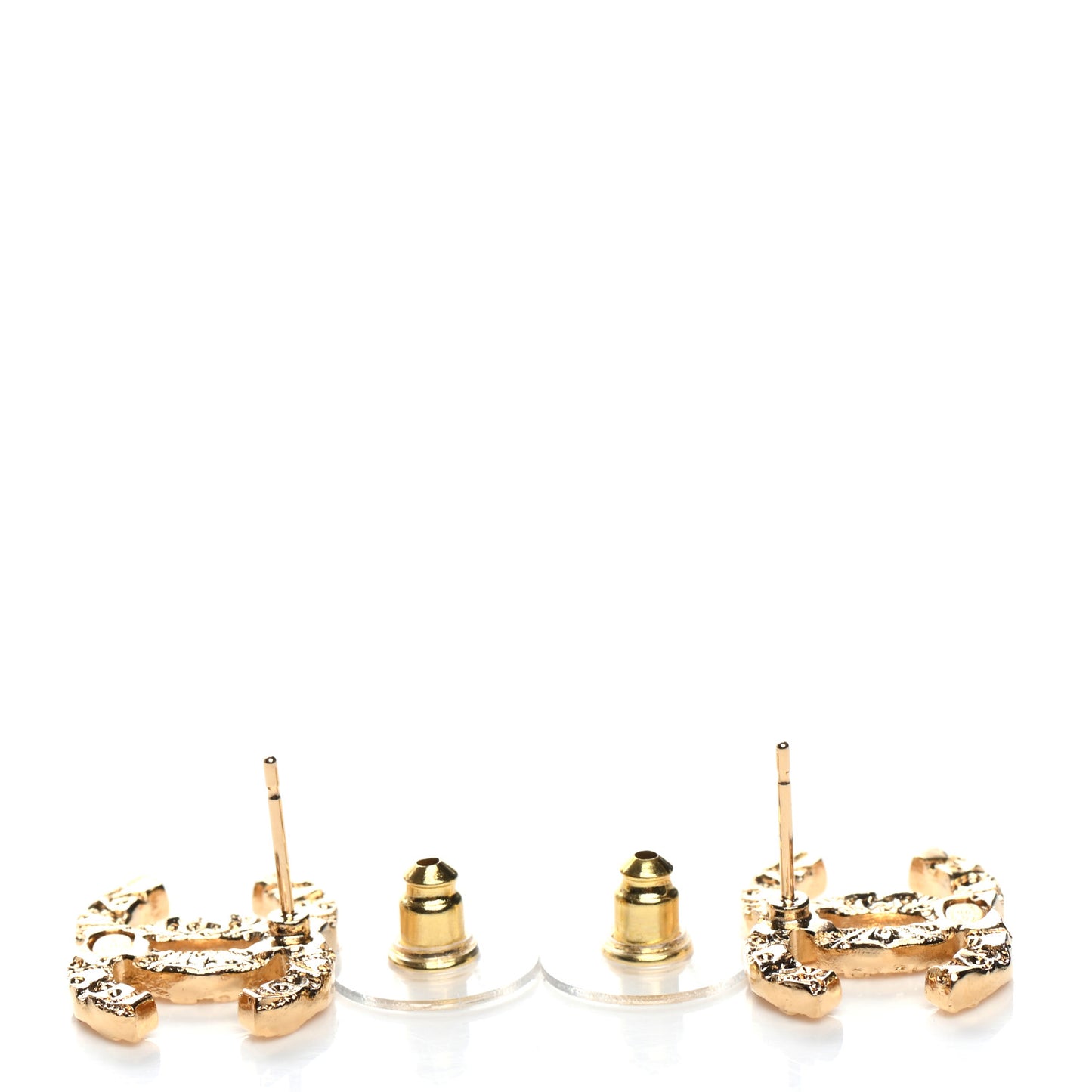 Metal Textured CC Earrings Gold