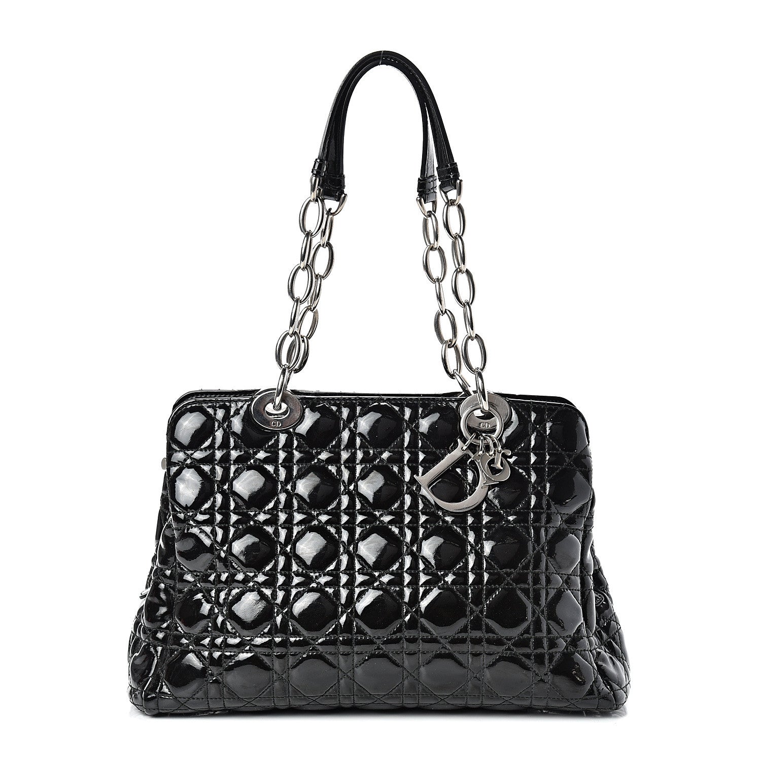 Christian Dior Patent Cannage Dior Soft Zipped Shopping Tote Black 1 of 12