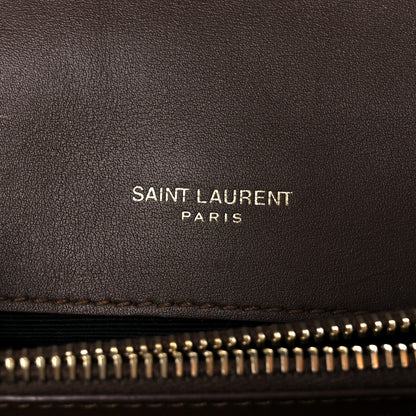 Saint Laurent Suede Matelasse Chevron Monogram Medium College Bag Bark Brown 10 of 21