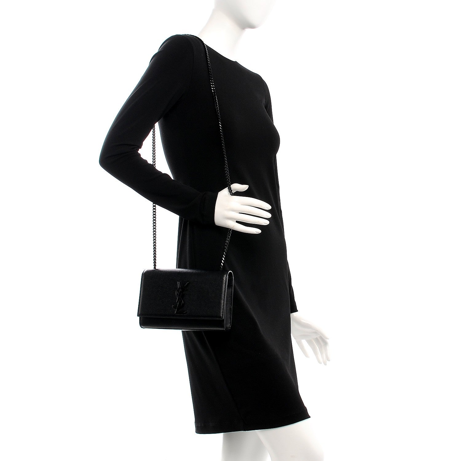 Saint Laurent Grain De Poudre Medium Classic Monogram Kate Satchel Black 2 of 9