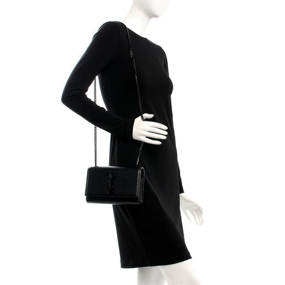 Saint Laurent Grain De Poudre Medium Classic Monogram Kate Satchel Black 2 of 9