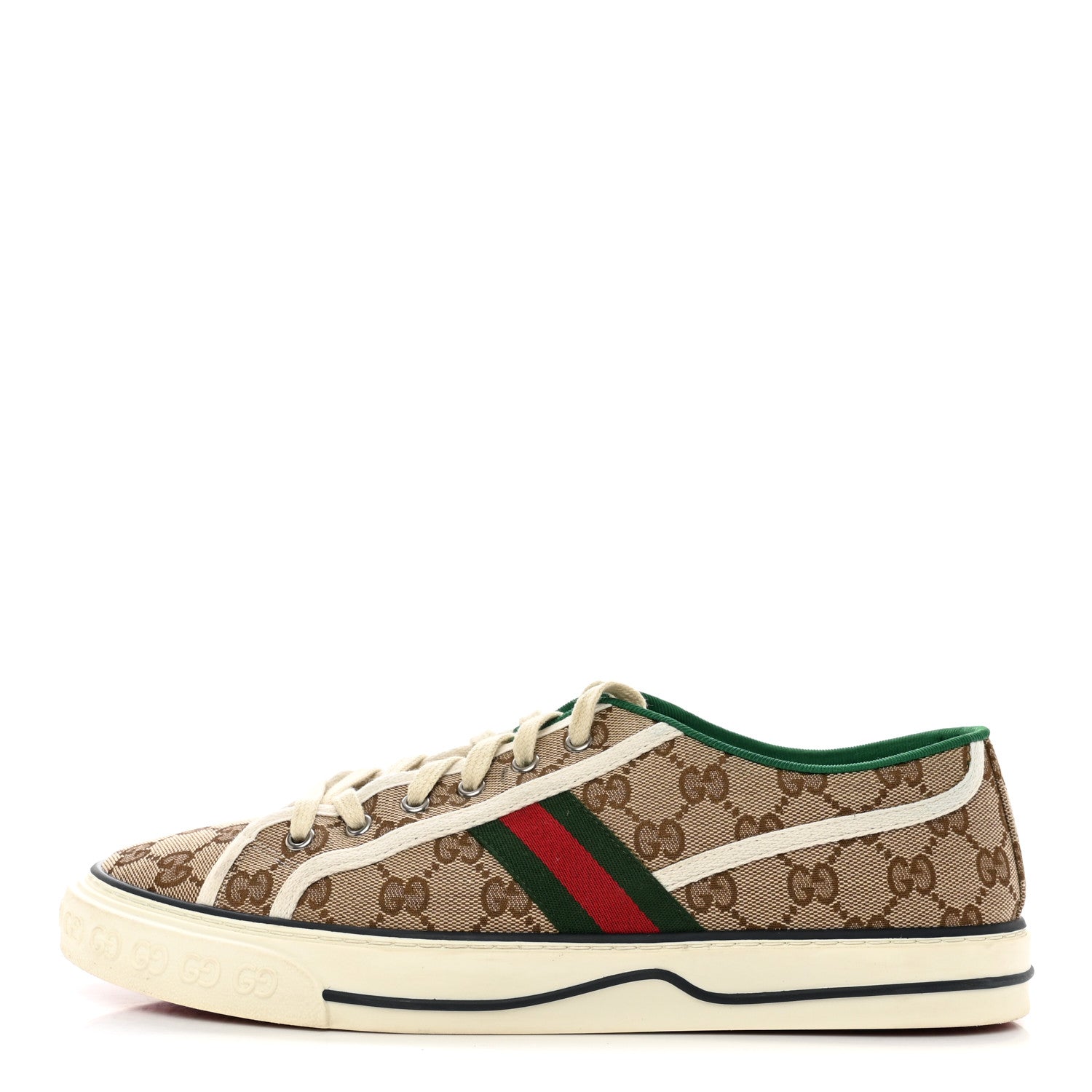 Gucci GG Monogram Web Mens 1977 Tennis Sneakers 10.5 Beige Ebony Mystic White 1 of 12