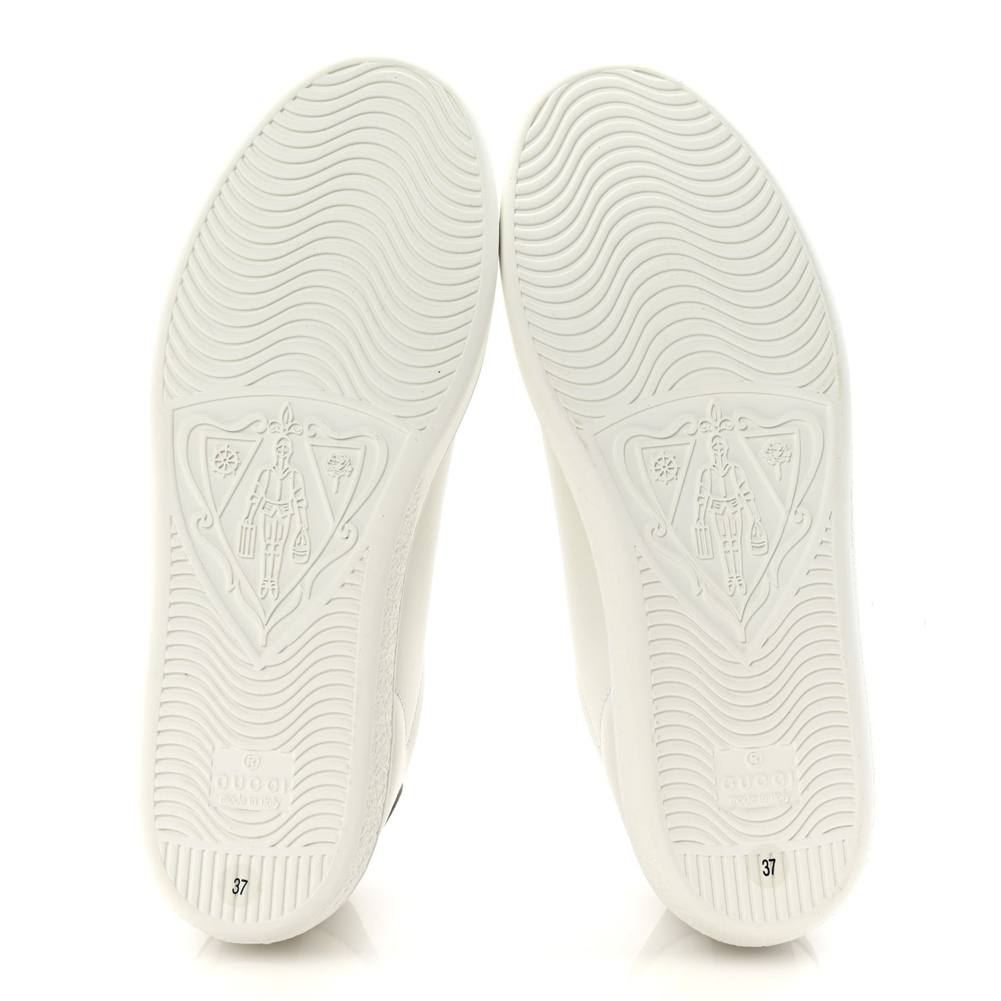 Calfskin Interlocking G Perforated Womens Ace Sneakers 37 White Grey Sky