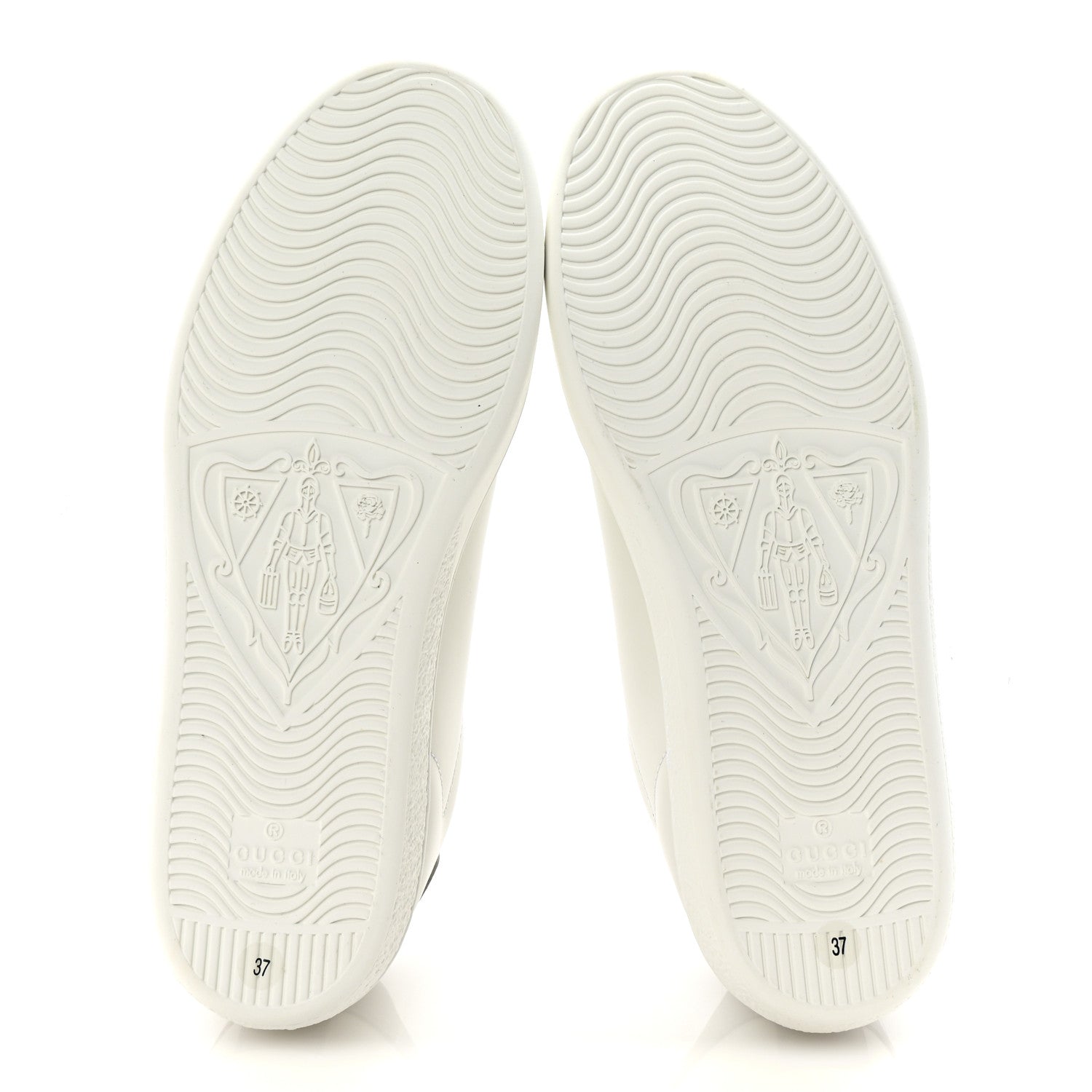 Gucci Calfskin Interlocking G Perforated Womens Ace Sneakers 37 White Grey Sky 6 of 10