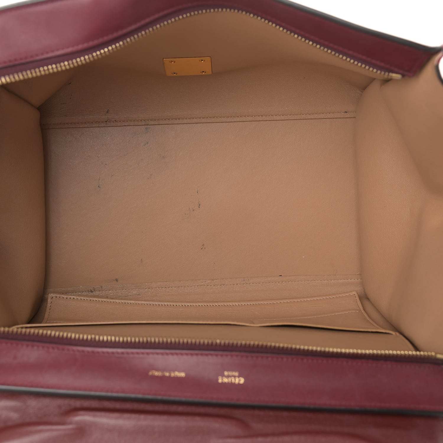 Celine Drummed Calfskin Suede Medium Trapeze Burgundy 5 of 16