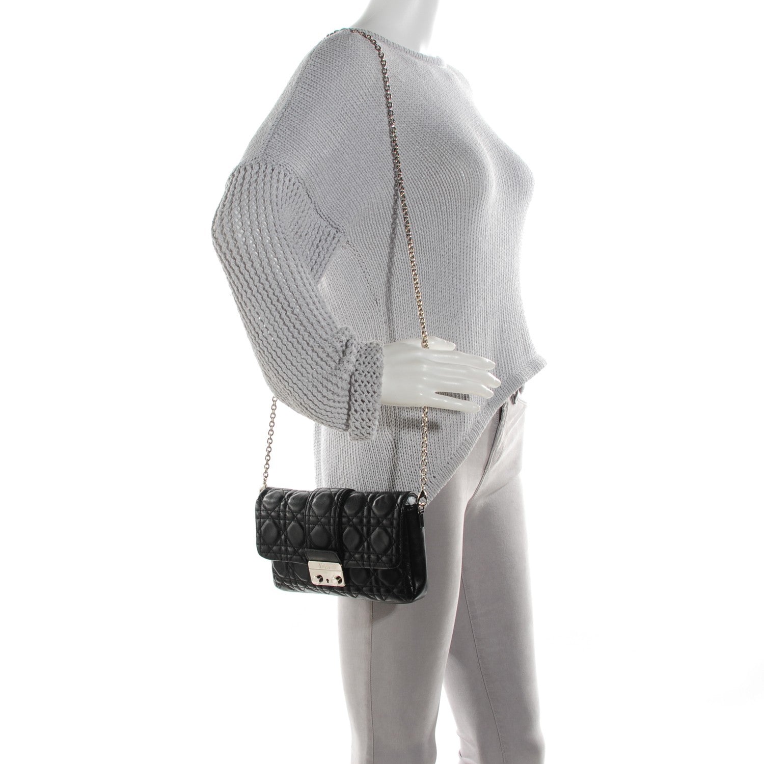 Christian Dior Lambskin Cannage New Lock Pouch Black 2 of 6