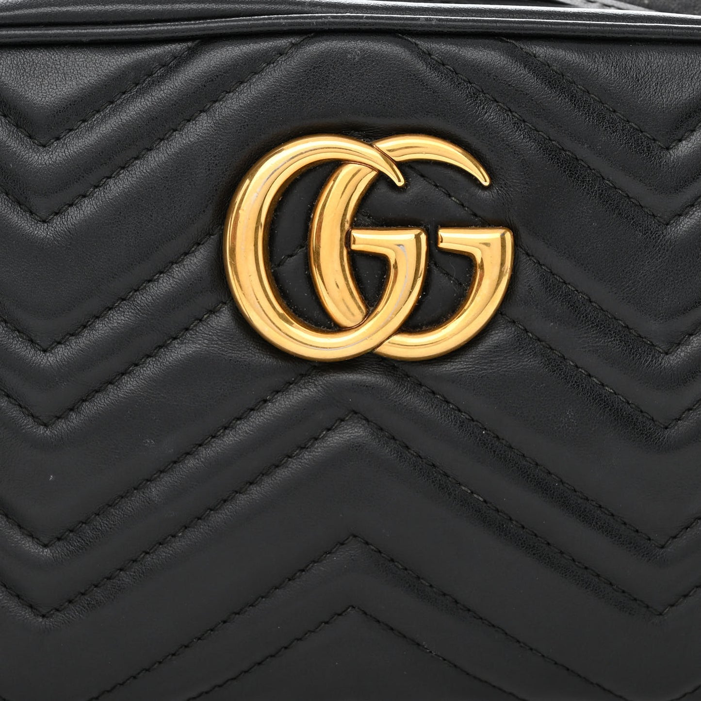 Calfskin Matelasse Small GG Marmont Chain Shoulder Bag Black