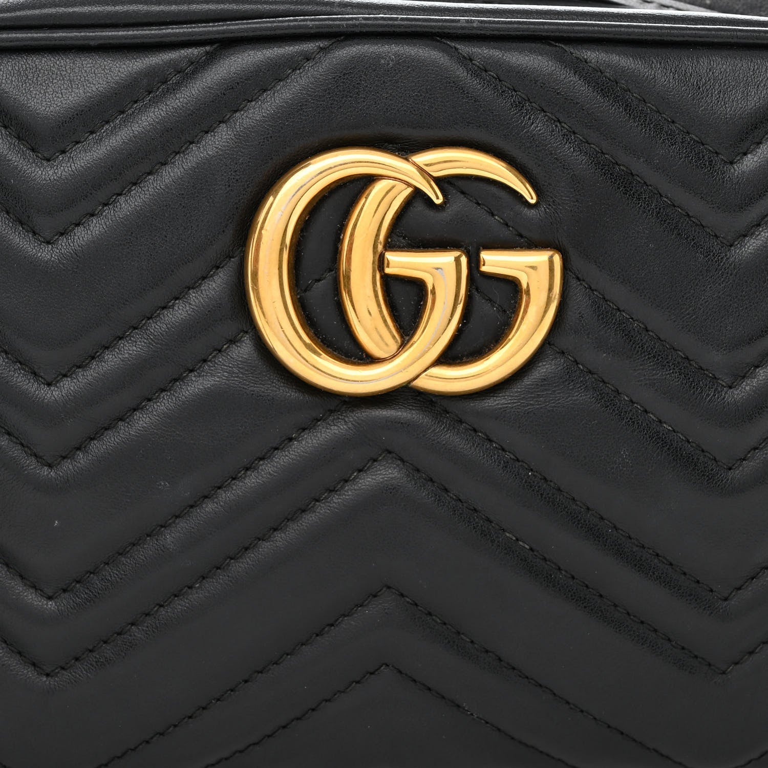 Gucci Calfskin Matelasse Small GG Marmont Chain Shoulder Bag Black 10 of 14