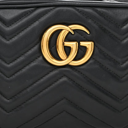 Gucci Calfskin Matelasse Small GG Marmont Chain Shoulder Bag Black 10 of 14