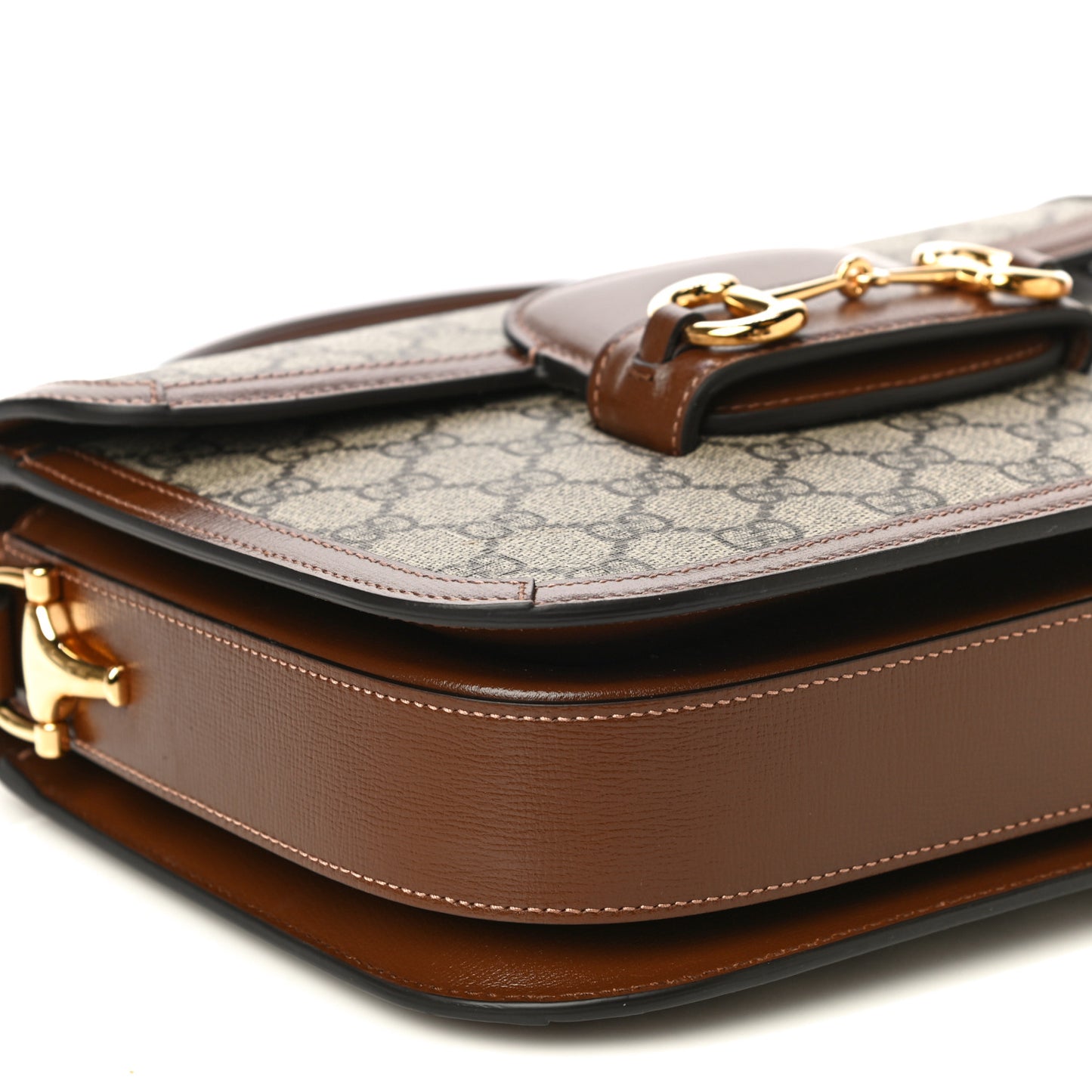 GG Supreme Monogram Horsebit 1955 Shoulder Bag Beige Brown Sugar