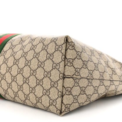 Gucci GG Supreme Monogram Textured Calfskin Web Medium Ophidia Shopping Tote Beige Ebony New Acero 10 of 15
