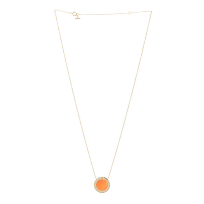 Tiffany 18K Yellow Gold Diamond Carnelian 16mm T Circle Pendant Necklace 2 of 5