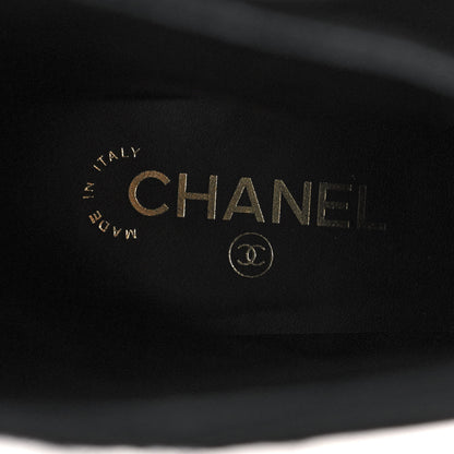 Chanel Suede Calfskin Patent Pearl Cap Toe Boots 41 Black 7 of 8