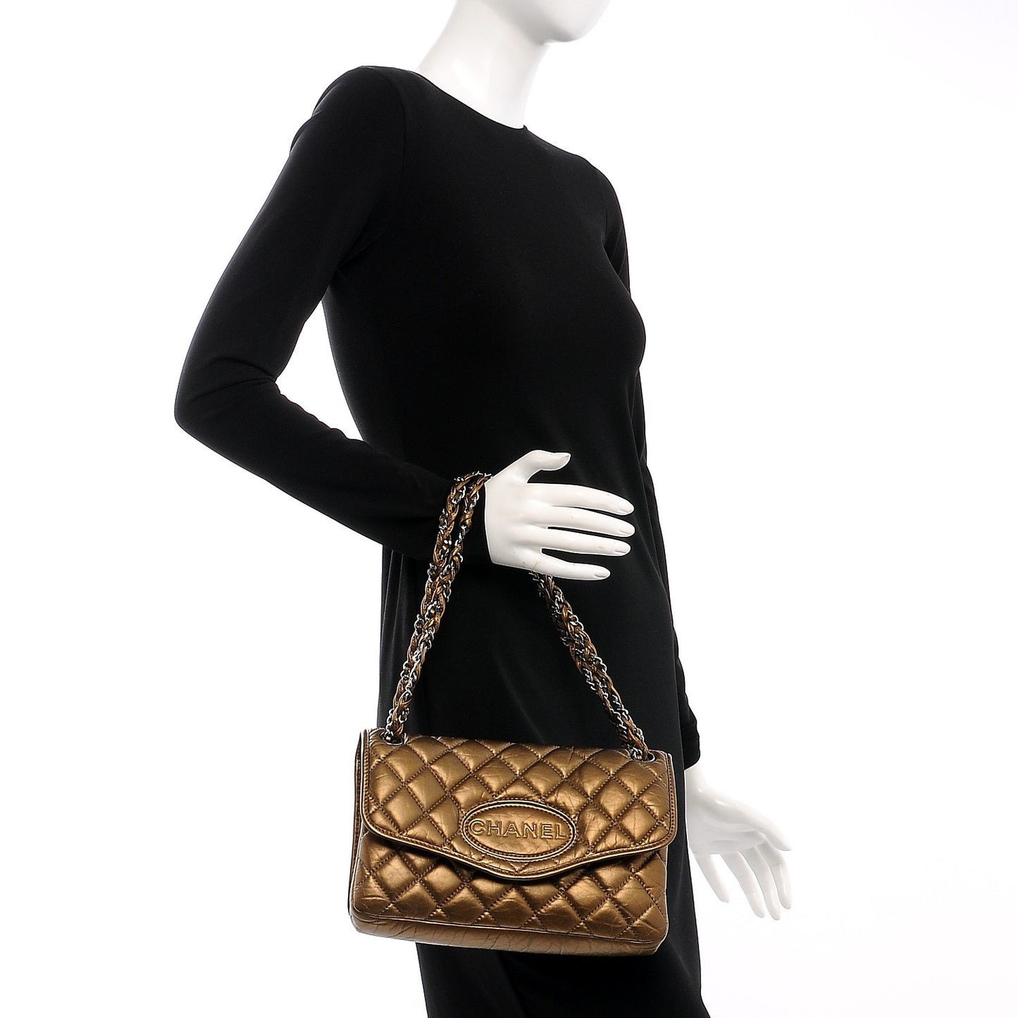 Aged Calfskin Quilted Vintage Ligne Flap Bronze