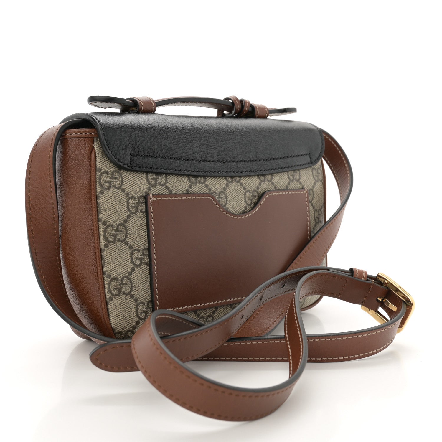 Gucci GG Supreme Monogram New Sakai Lux Calfskin Mini Padlock Flap Pocket Shoulder Bag Beige Ebony Black Cuir 3 of 10