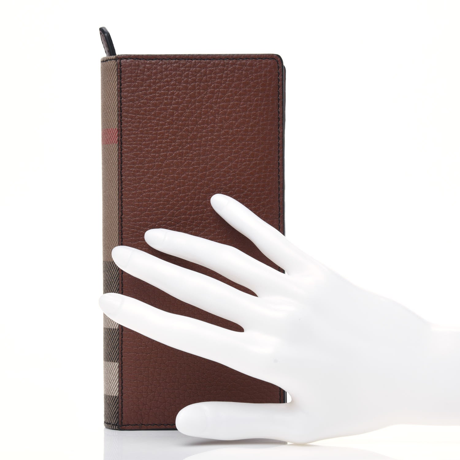 Burberry Grainy Calfskin House Check Vertical Wallet Tan 2 of 9