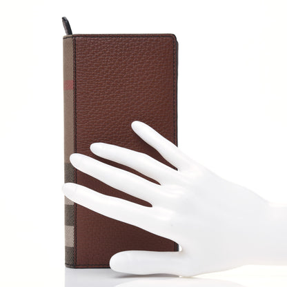 Burberry Grainy Calfskin House Check Vertical Wallet Tan 2 of 9