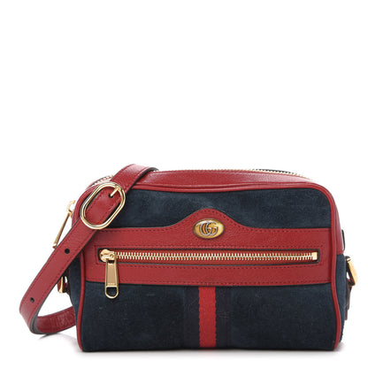 Gucci Suede Calfskin Web Mini Ophidia Shoulder Bag New Blue Romantic Cherry 1 of 10