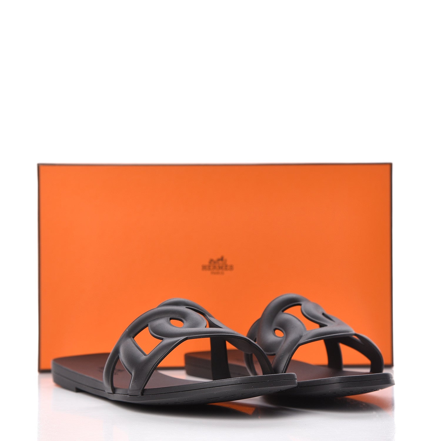 Hermes Rubber Aloha Sandals 38 Black 9 of 9