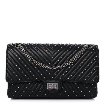 Chanel Sheepskin Chevron Quilted Studded 2.55 Reissue 226 Flap Black 1 of 10
