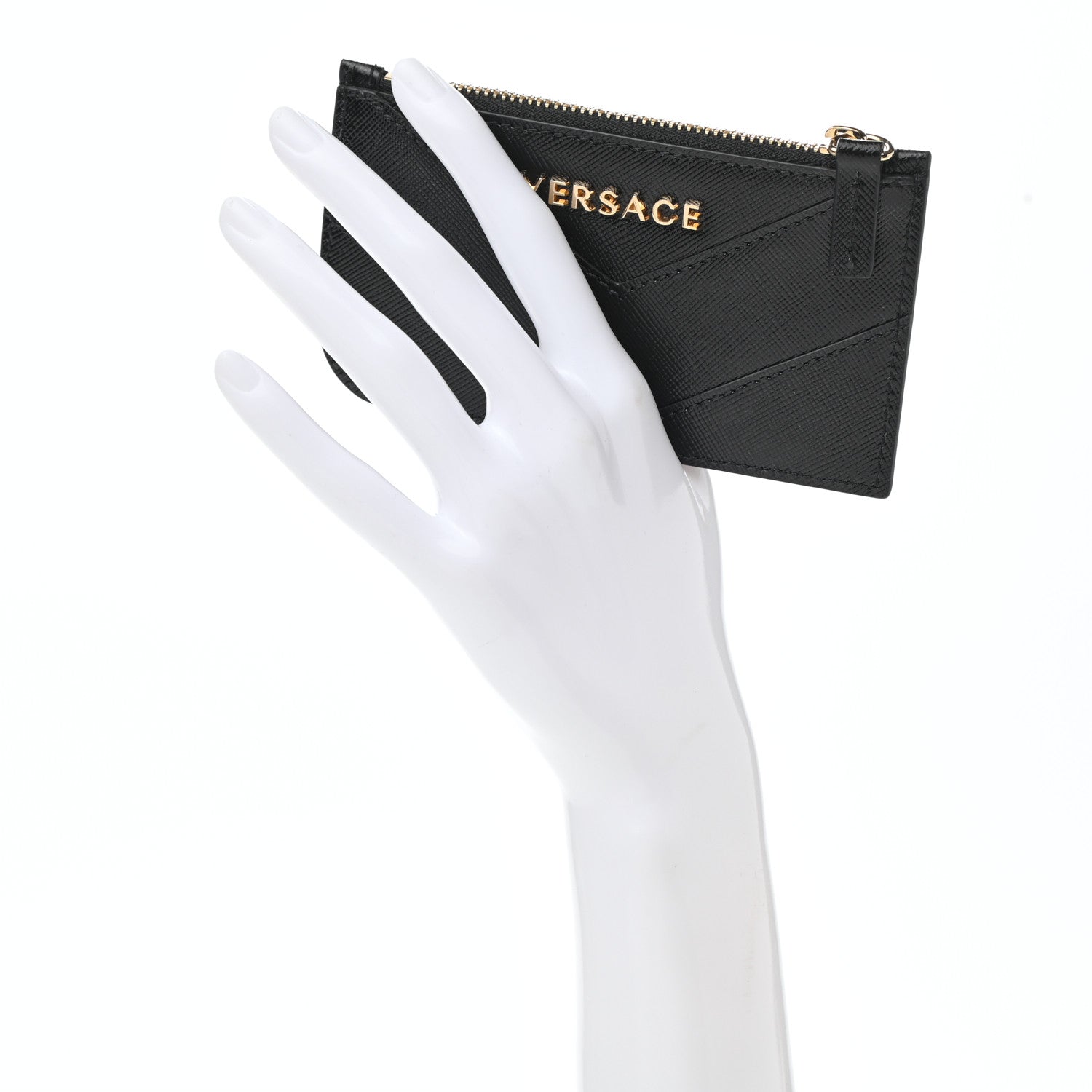 Versace Saffiano Zip Pouch Card Holder Black 2 of 6