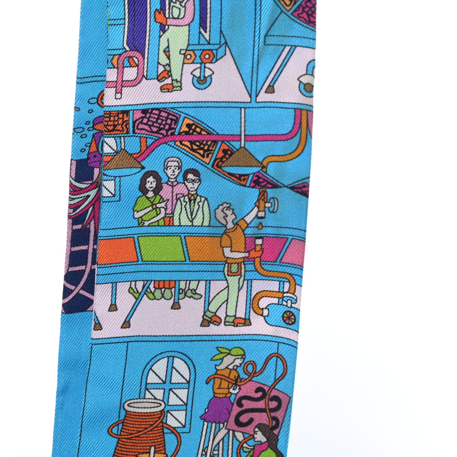 Hermes Silk La Maizeon De Carres Twilly Bleu Azur Marine Rose Indien 6 of 6