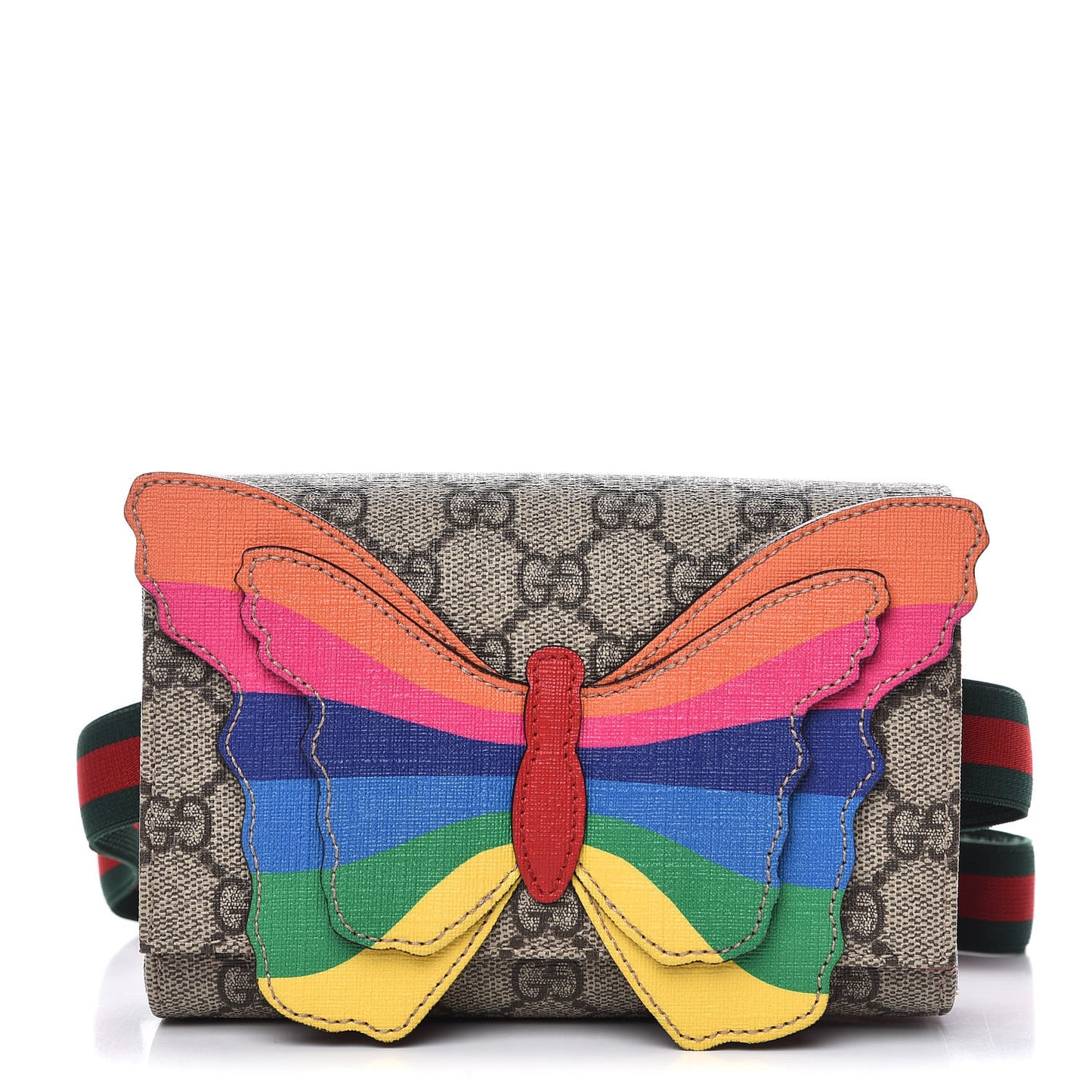 GG Supreme Monogram Childrens Rainbow Butterfly Belt Bag