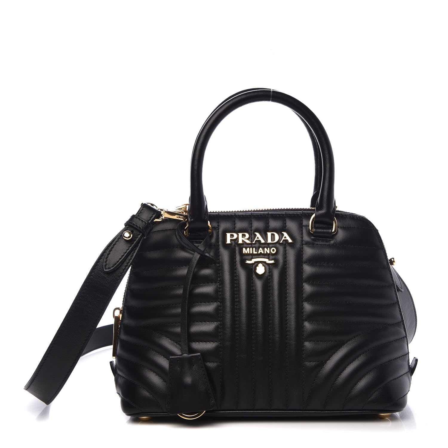 Prada Soft Calfskin Impunture Diagramme Promenade Tote Black 1 of 7