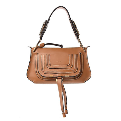 Chloe Shiny Calfskin Small Marcie Saddle Shoulder Bag Autumnal Brown 1 of 10