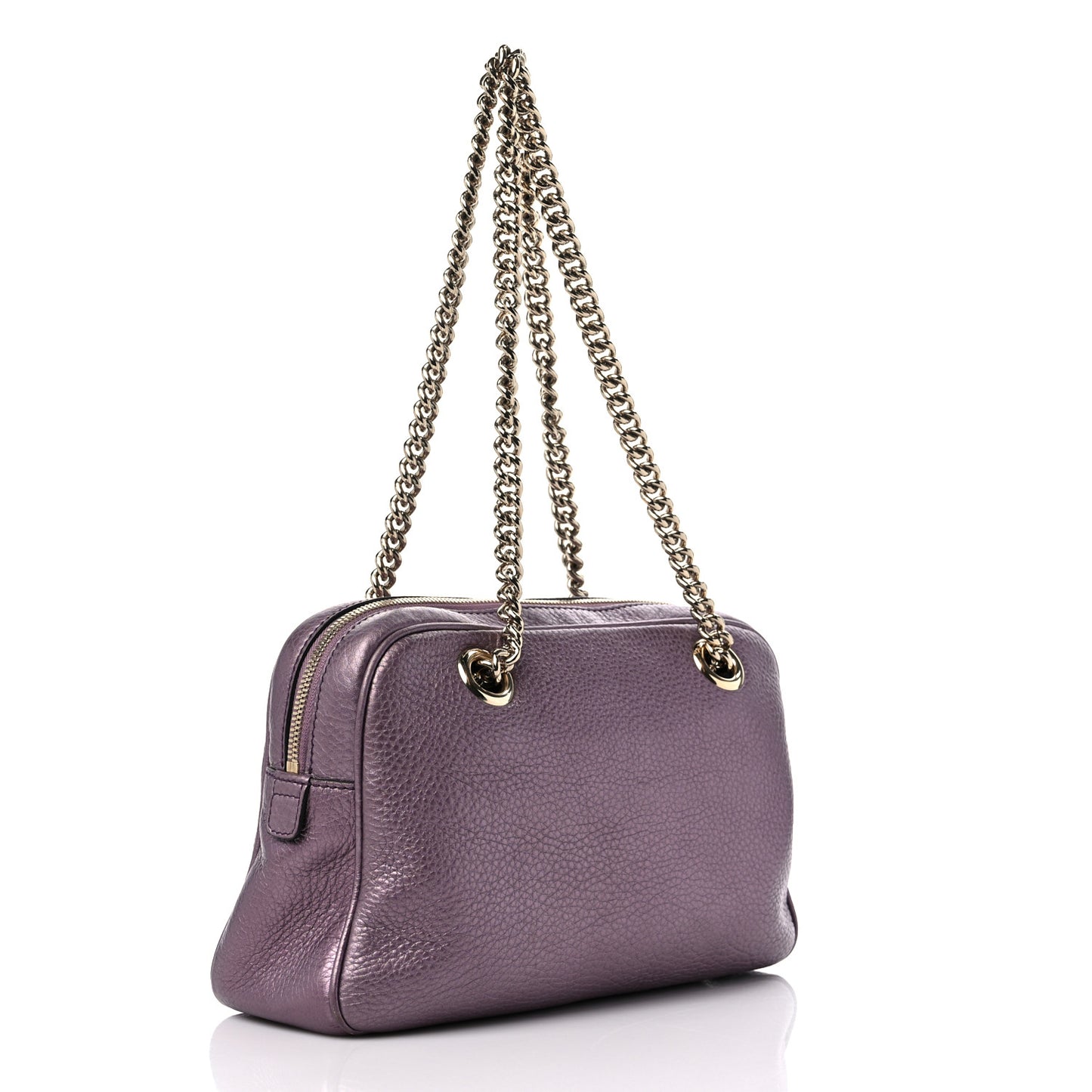 Metallic Pebbled Calfskin Small Soho Bowler Purple