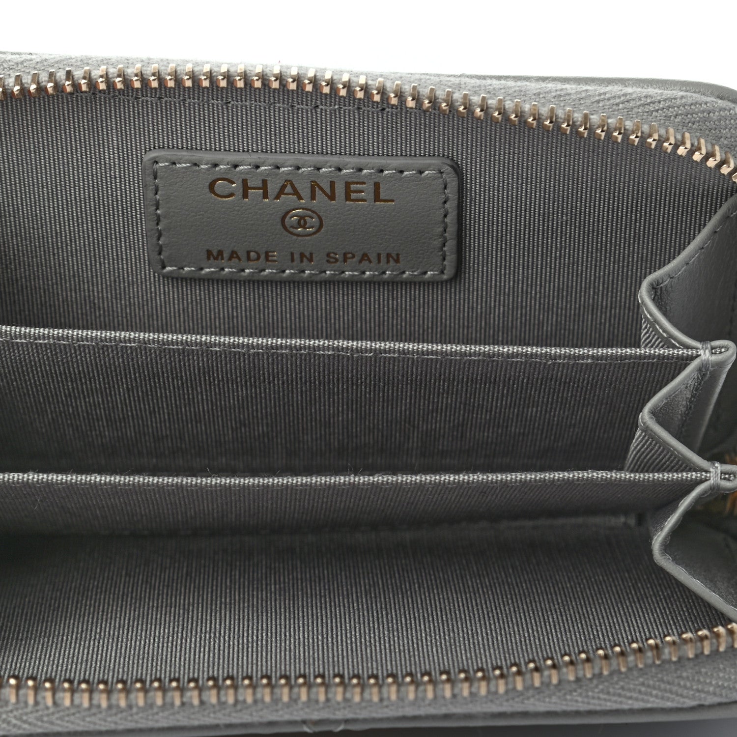 Chanel Lambskin Quilted Chanel 19 Zip Around Coin Purse Wallet Grey 5 of 7