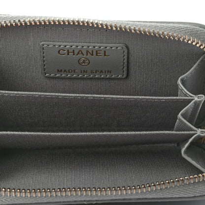 Chanel Lambskin Quilted Chanel 19 Zip Around Coin Purse Wallet Grey 5 of 7