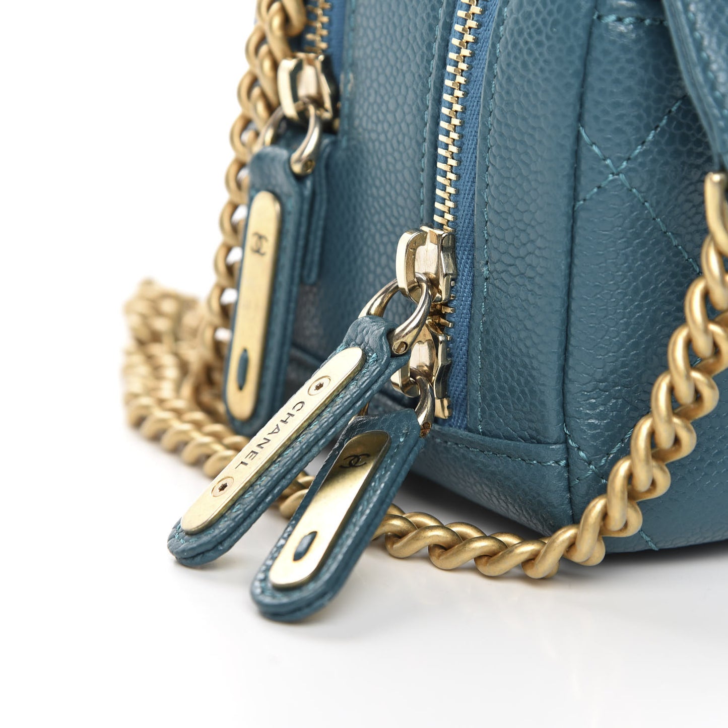 Caviar Quilted Mini Carry Around Bowling Bag Turquoise