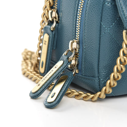 Chanel Caviar Quilted Mini Carry Around Bowling Bag Turquoise 10 of 10