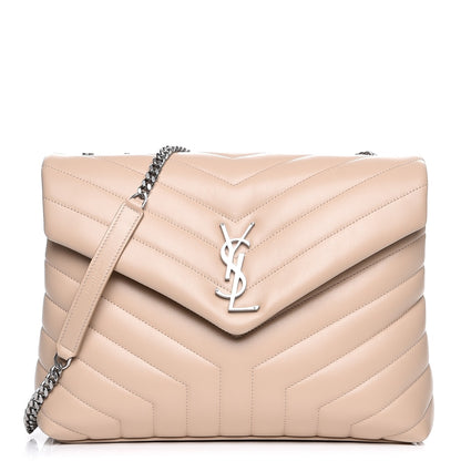 Saint Laurent Calfskin Y Quilted Monogram Medium Loulou Chain Satchel Nude Powder 1 of 12