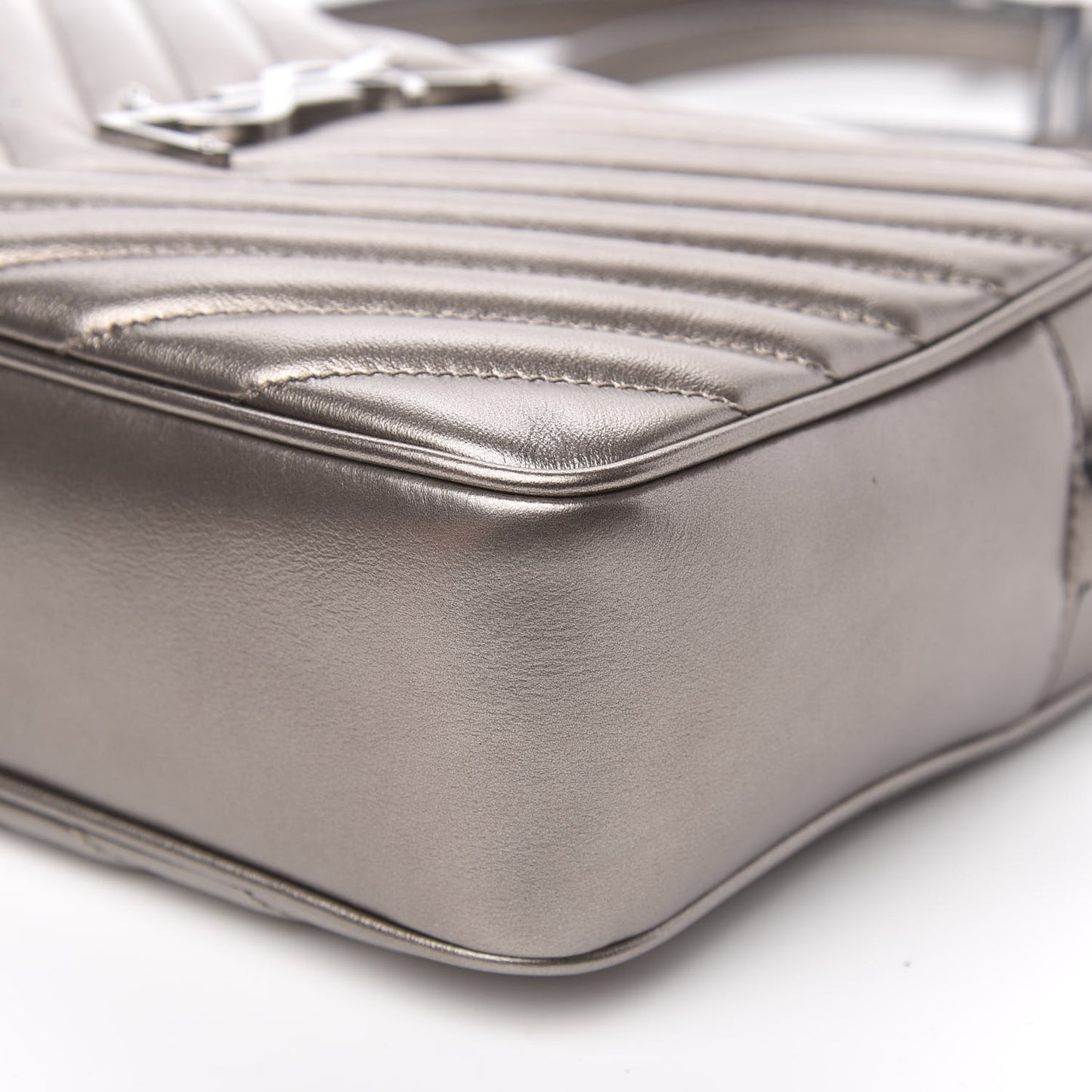 Metallic Calfskin Matelasse Monogram Lou Camera Bag Silver