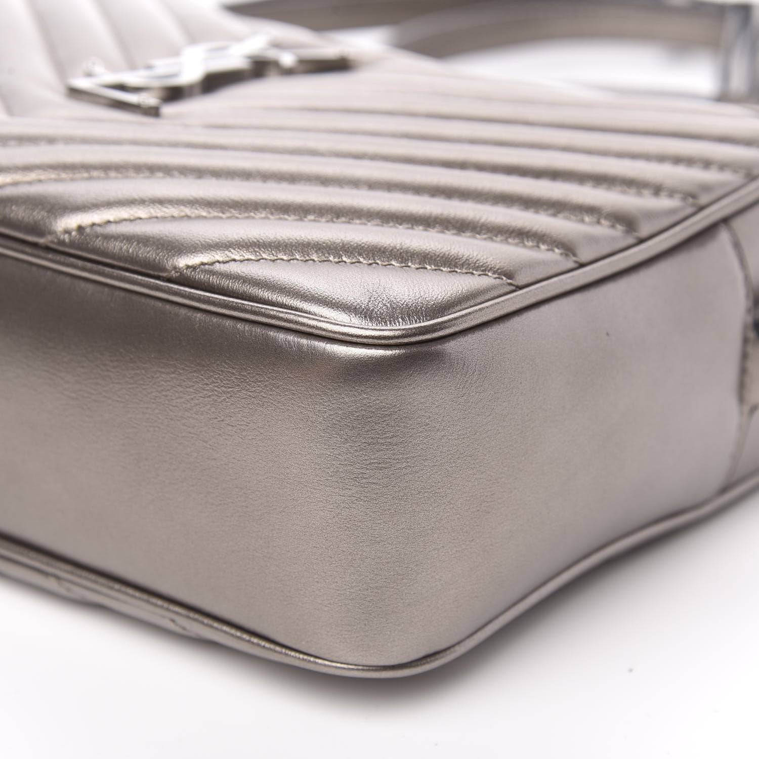 Saint Laurent Metallic Calfskin Matelasse Monogram Lou Camera Bag Silver 8 of 9