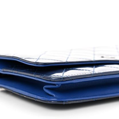 Chanel Patent Quilted Wallet On Chain WOC Blue 10 of 12