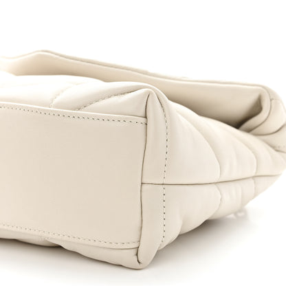 Saint Laurent Lambskin Quilted Toy Loulou Puffer Monogram Chain Satchel Blanc Vintage 10 of 10