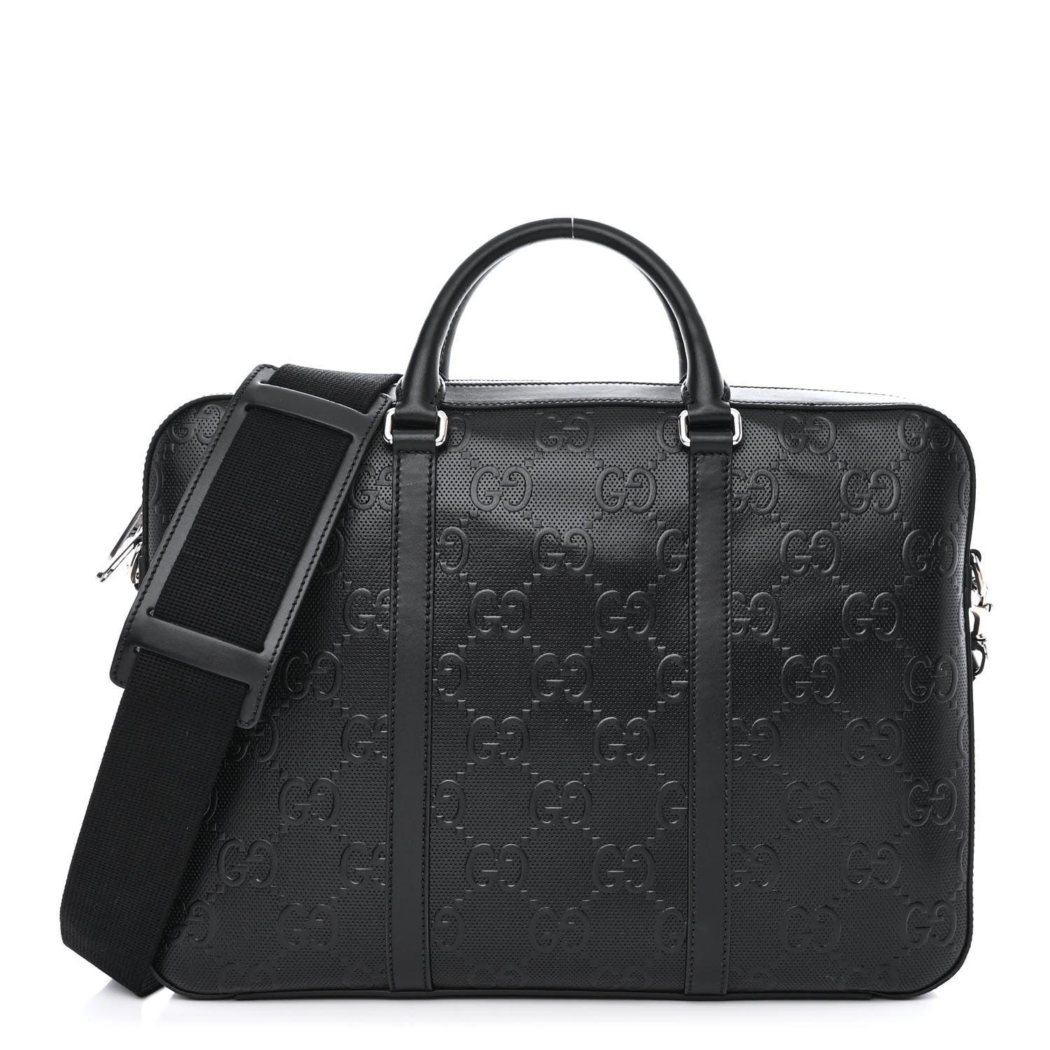 Gucci Calfskin GG Tennis Embossed Briefcase Black 1 of 11