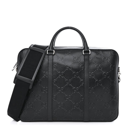 Gucci Calfskin GG Tennis Embossed Briefcase Black 1 of 11