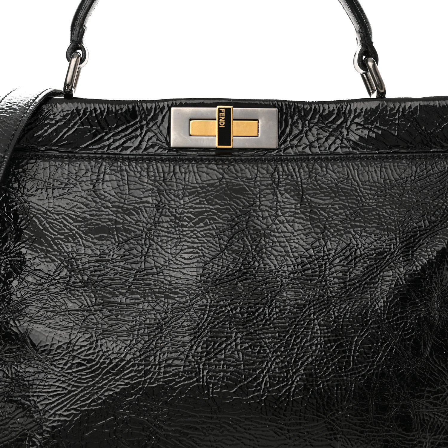 Fendi Patent Large Peekaboo Iconic Satchel Black 9 of 11