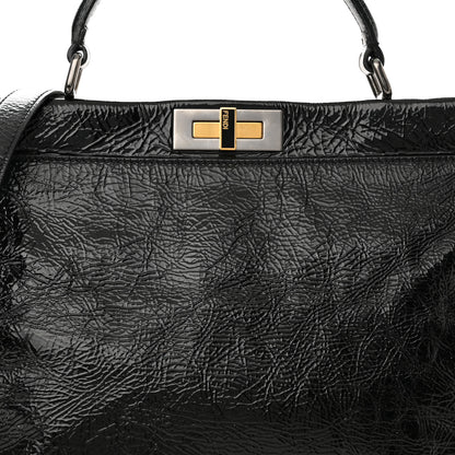 Fendi Patent Large Peekaboo Iconic Satchel Black 9 of 11