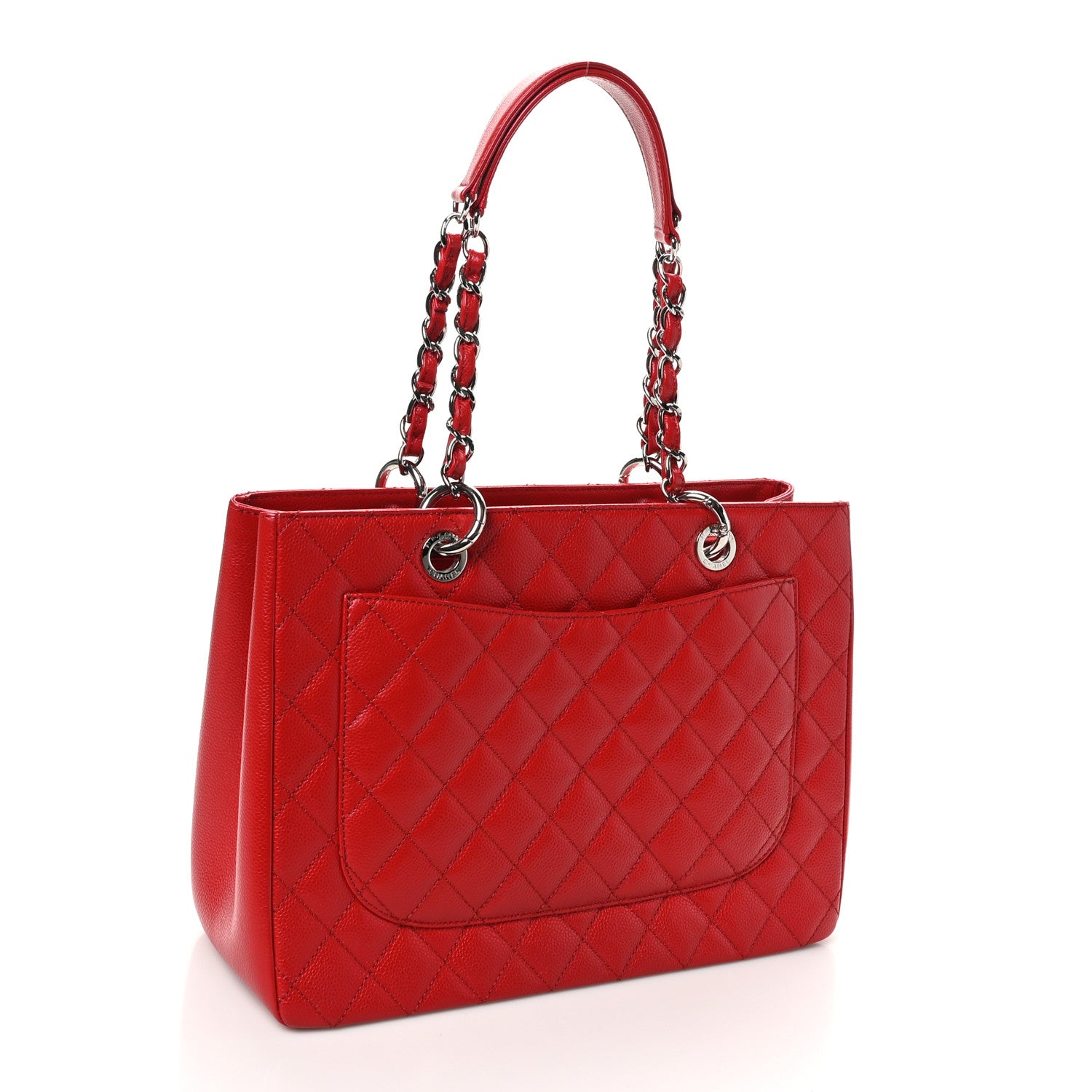 Chanel Caviar Quilted Grand Shopping Tote GST Red 3 of 11
