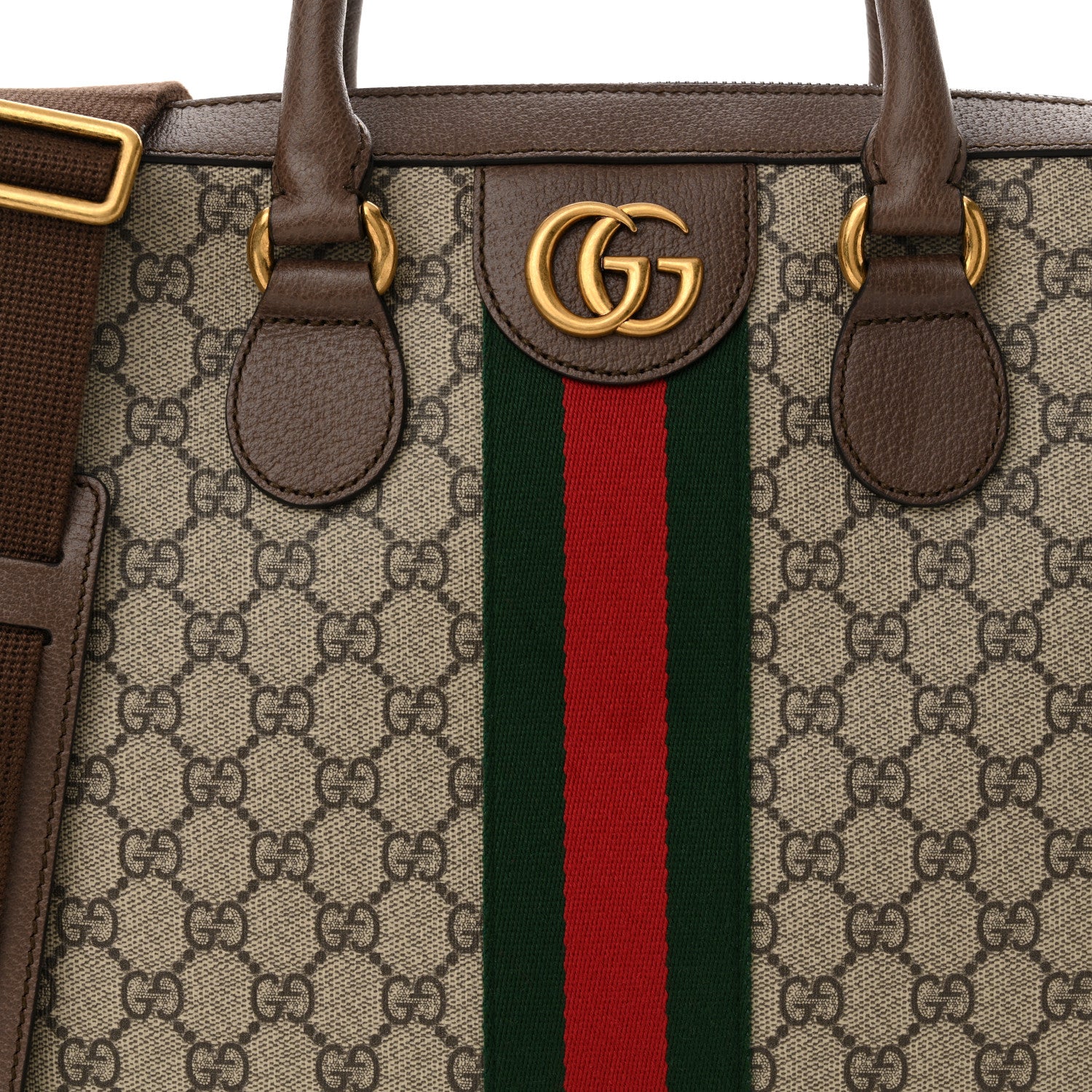 Gucci GG Supreme Monogram Textured Calfskin Web Medium Ophidia Briefcase Beige Ebony New Acero 8 of 10